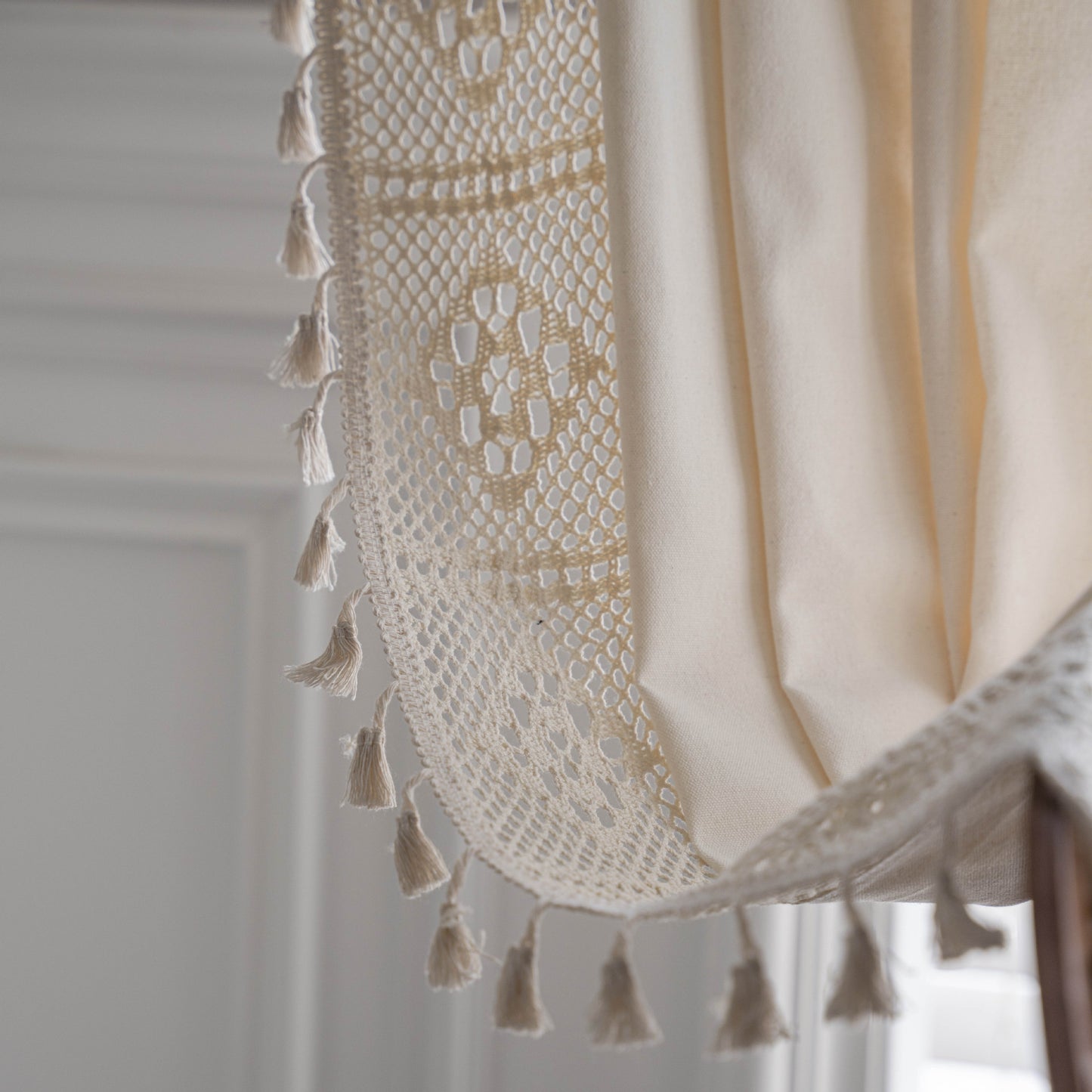 Crochet Plaid Stitching Partition Short Curtain
