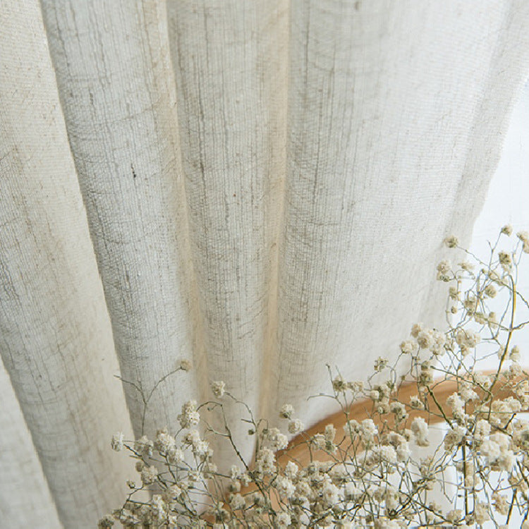 Japanese Linen Half Shade Curtain Solid Color Balcony Bedroom Living Room