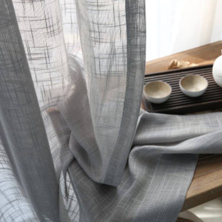 Japanese Linen Half Shade Curtain Solid Color Balcony Bedroom Living Room