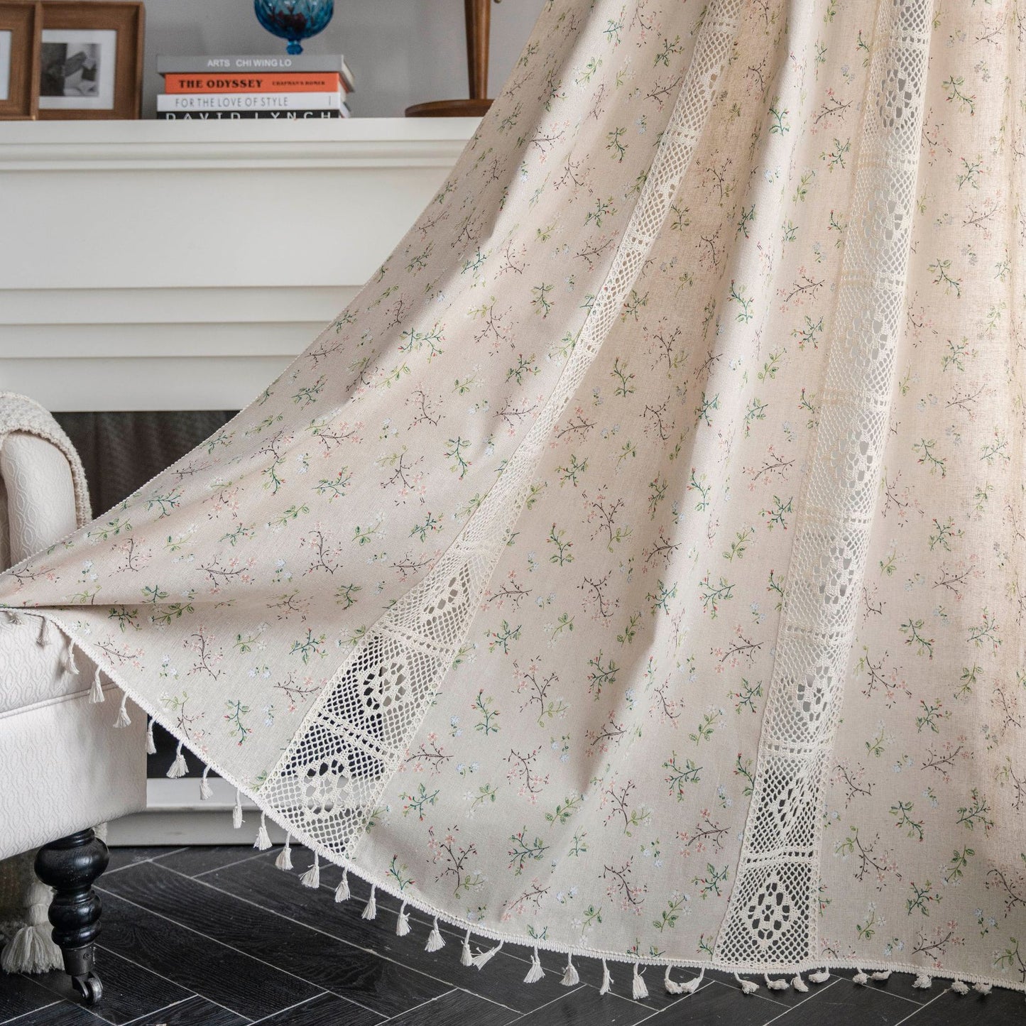 Crochet Plaid Stitching Partition Short Curtain