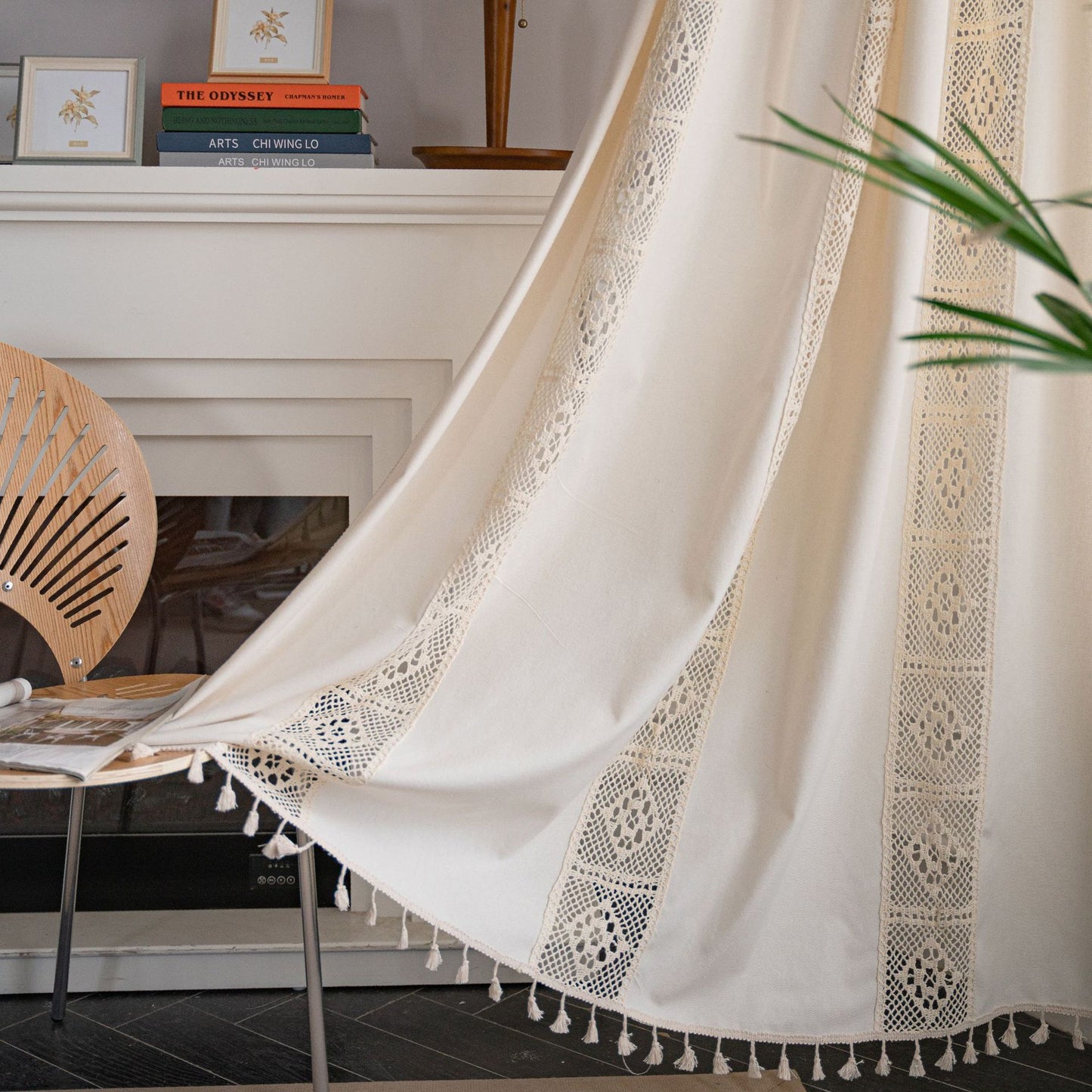 Crochet Plaid Stitching Partition Short Curtain