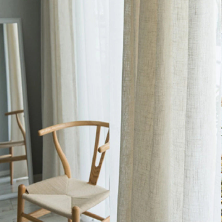 Japanese Linen Half Shade Curtain Solid Color Balcony Bedroom Living Room