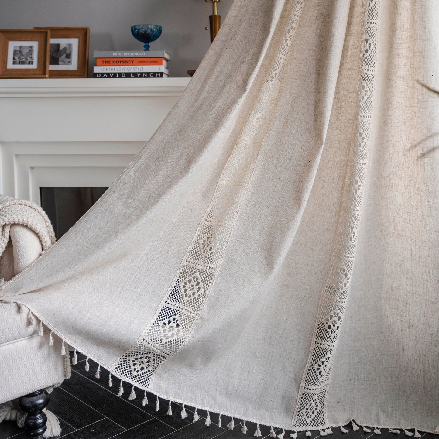 Crochet Plaid Stitching Partition Short Curtain