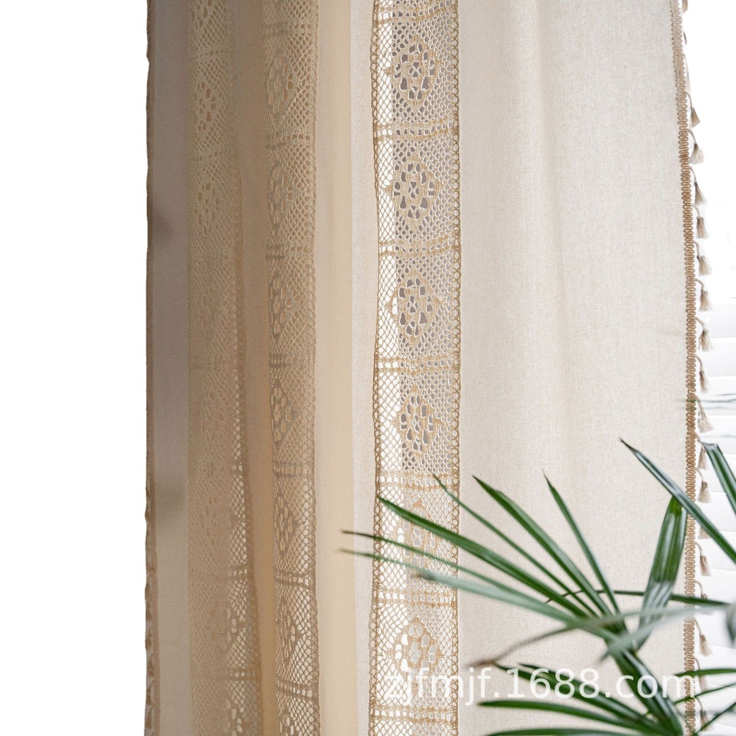 Crochet Plaid Stitching Partition Short Curtain
