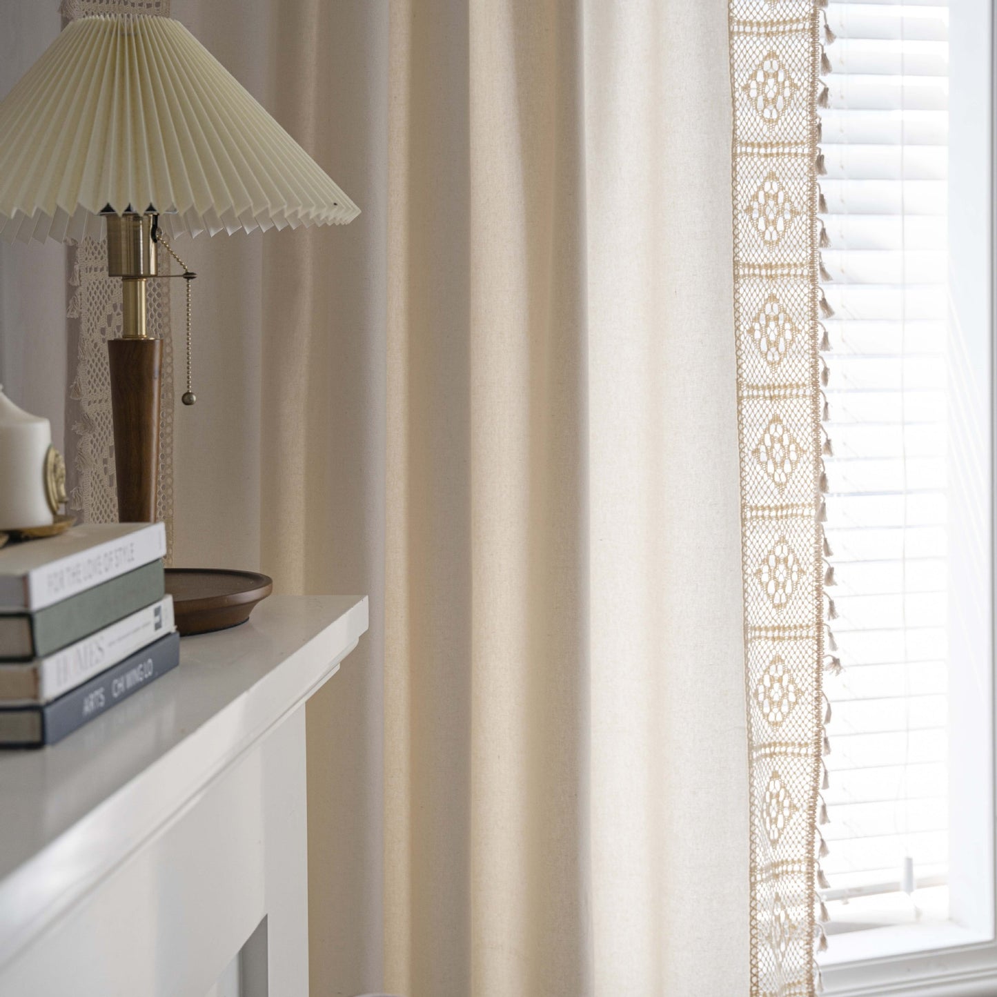 Handmade Flowers Splicing Partition Curtain Cotton Linen Semi-transparent Curtain