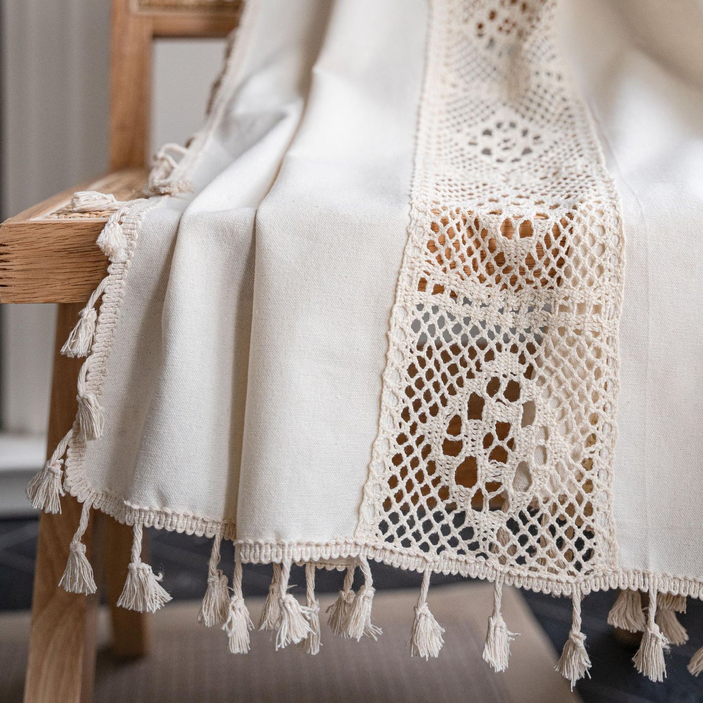 Crochet Plaid Stitching Partition Short Curtain